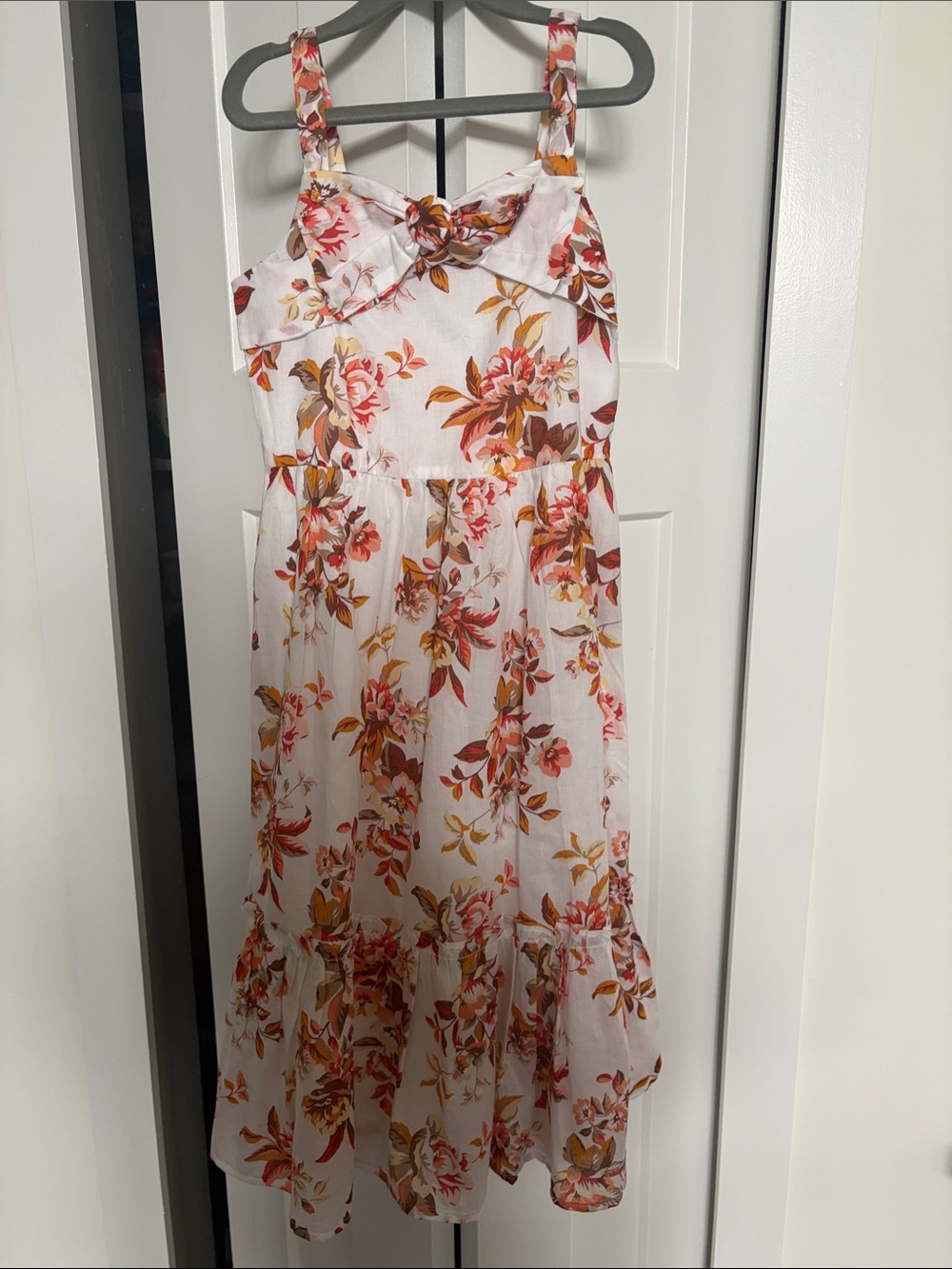 Janie and Jack White Floral Sundress with Rust and Mustard Accents